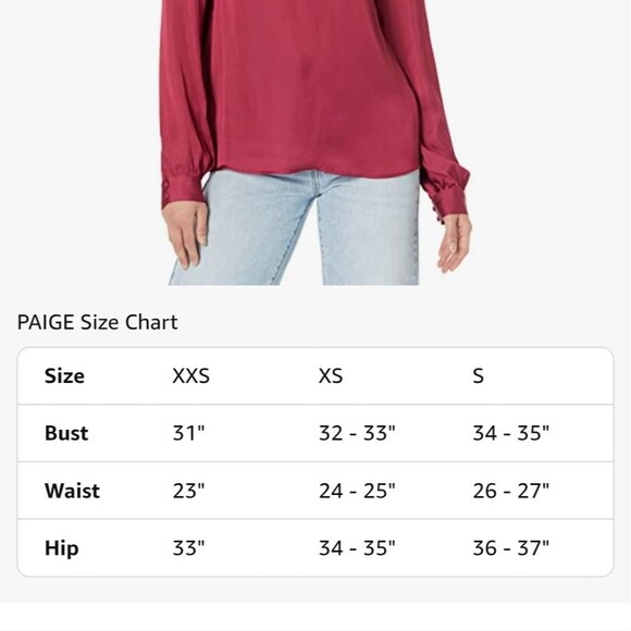 PAIGE Ceres Top Long Sleeve Twisted Collar Buttery Soft in Mulberry Red Size S - Picture 15 of 16